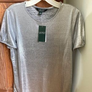 Lauren Ralph Lauren silver tee M NWT
